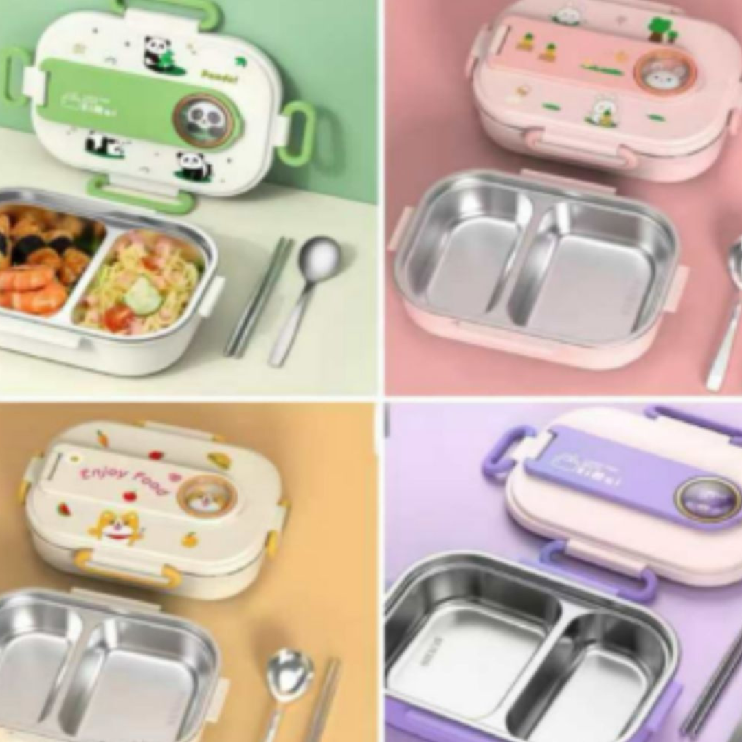 2D Panda Stainless Steel Lunch Box Set