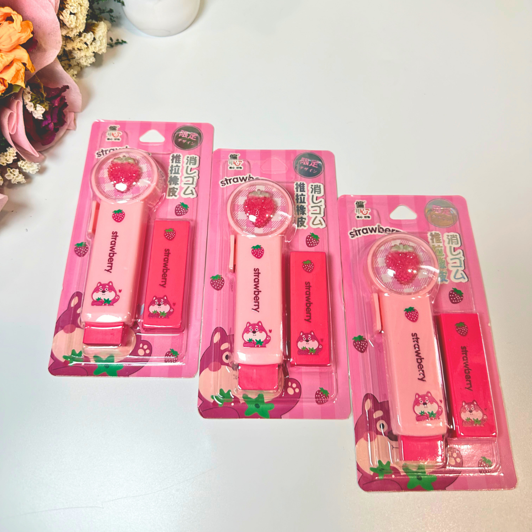 Pink Strawberry Fancy Kawai Eraser