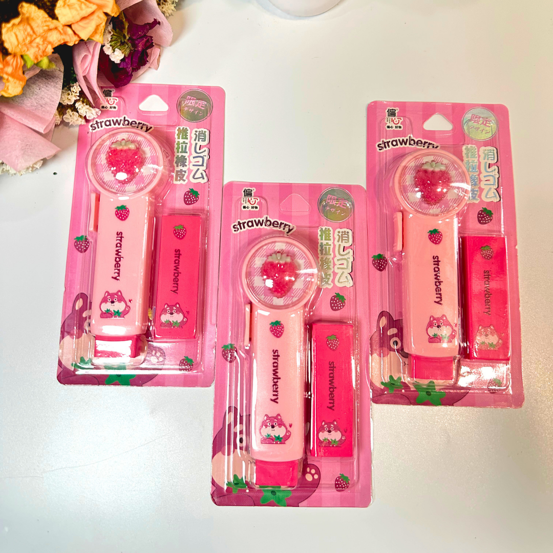 Pink Strawberry Fancy Kawai Eraser