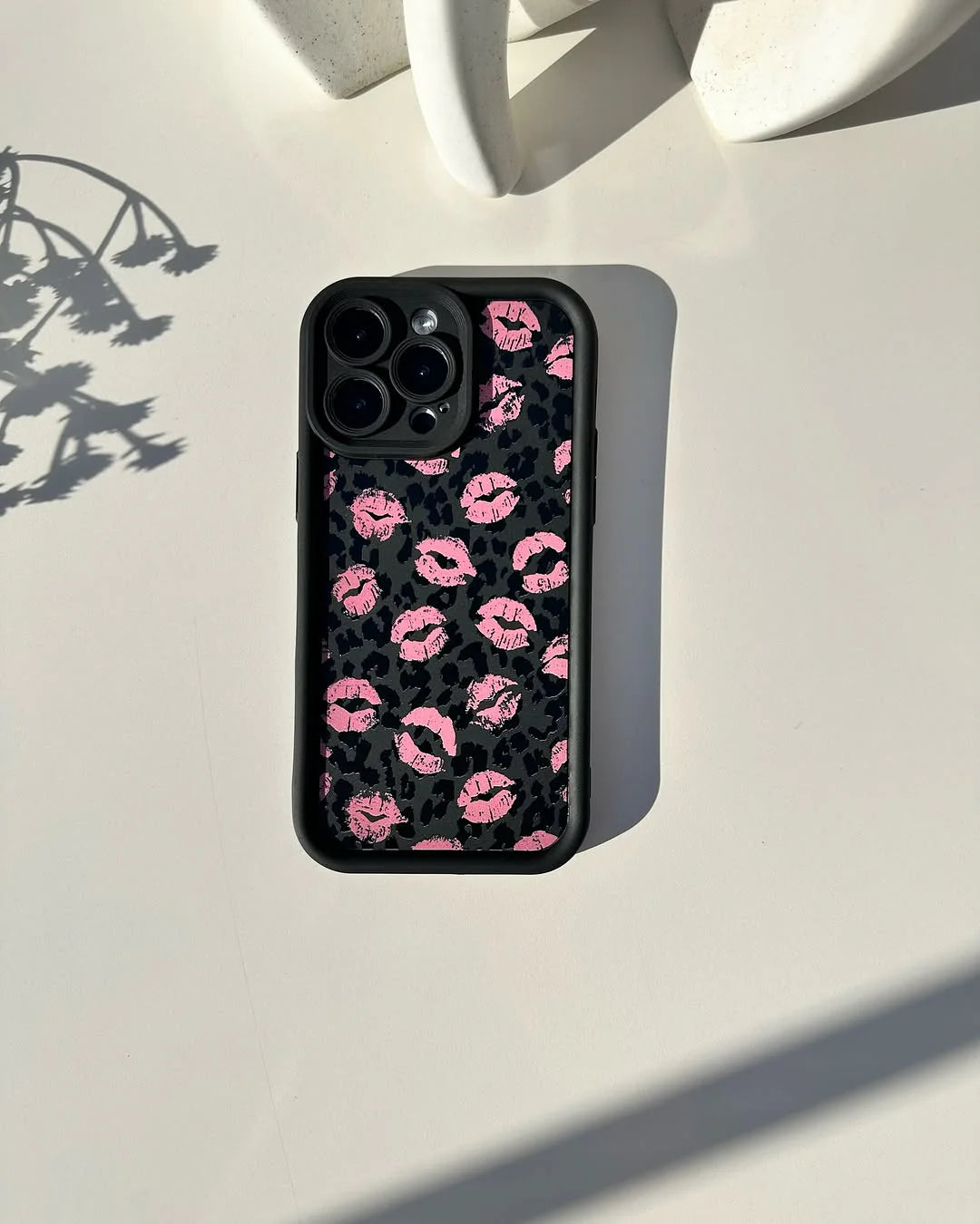 Pink Kiss Leopard Print iPhone Case