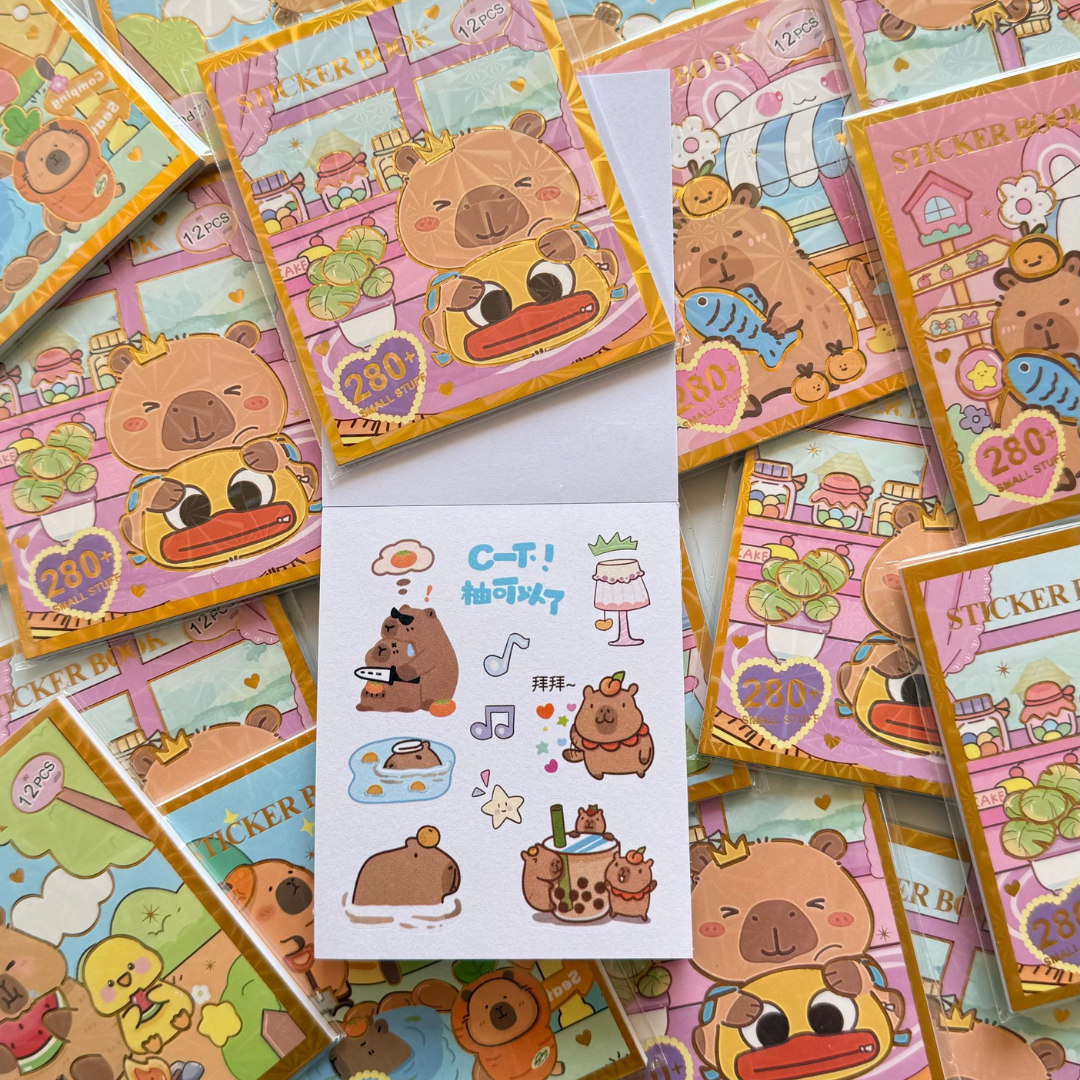 Cute Capibara Sticker Book with 280 Stickers
