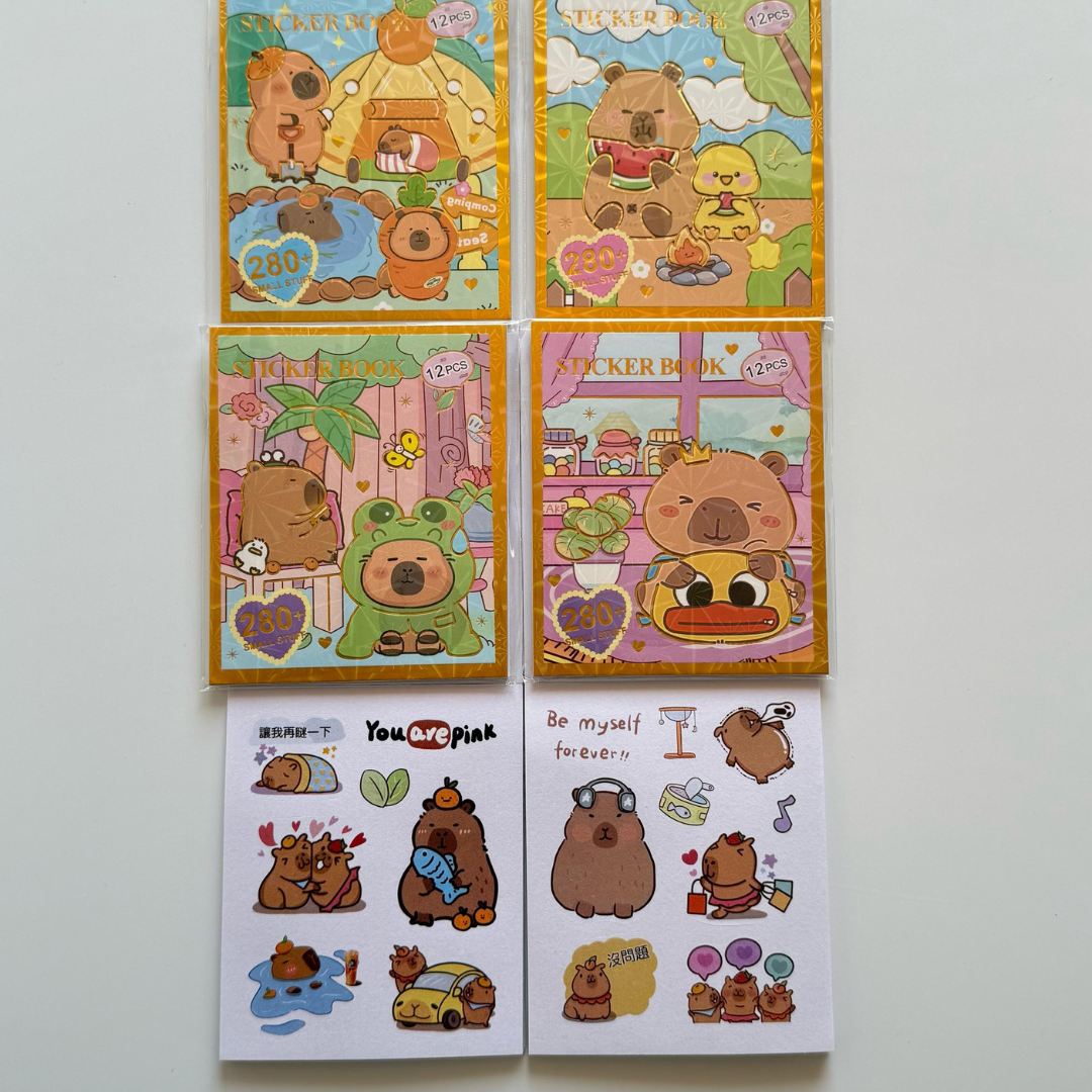 Cute Capibara Sticker Book with 280 Stickers