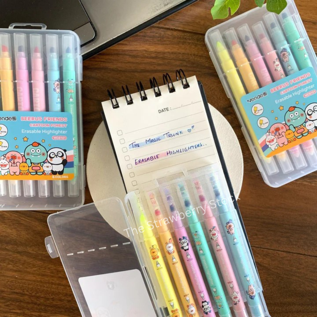Pastel Cartoon Forest Erasable Highlighters