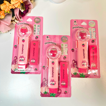 Pink Strawberry Fancy Kawai Eraser