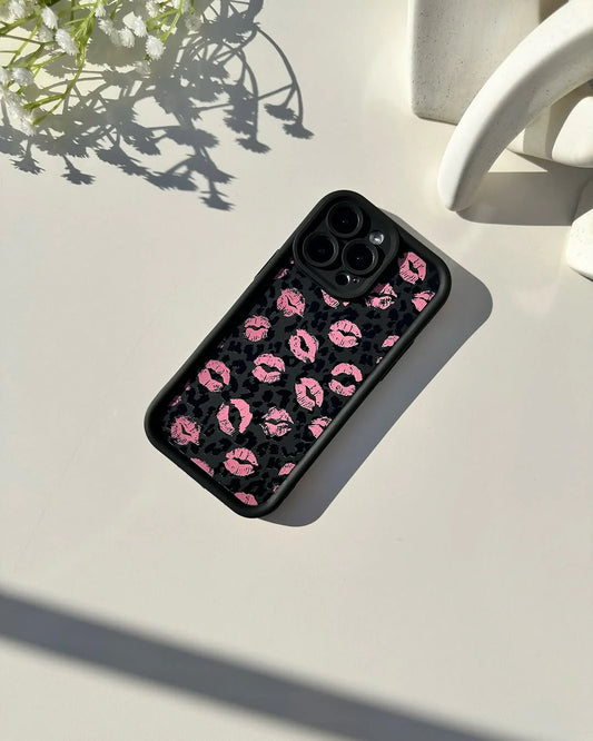 Pink Kiss Leopard Print iPhone Case