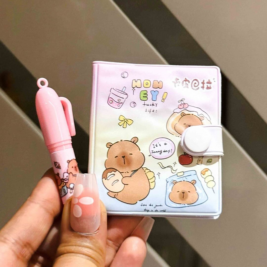 Cute Cartoon Capibara Diary with Pen