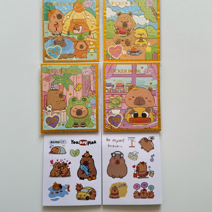Cute Capibara Sticker Book with 280 Stickers