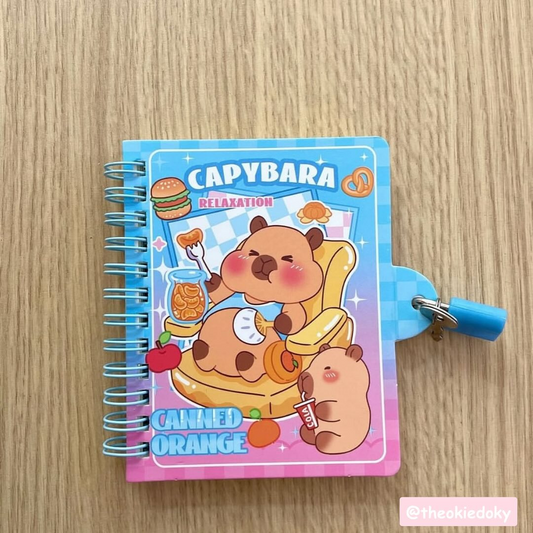 Cute capybara Notebooks with Lock & Key