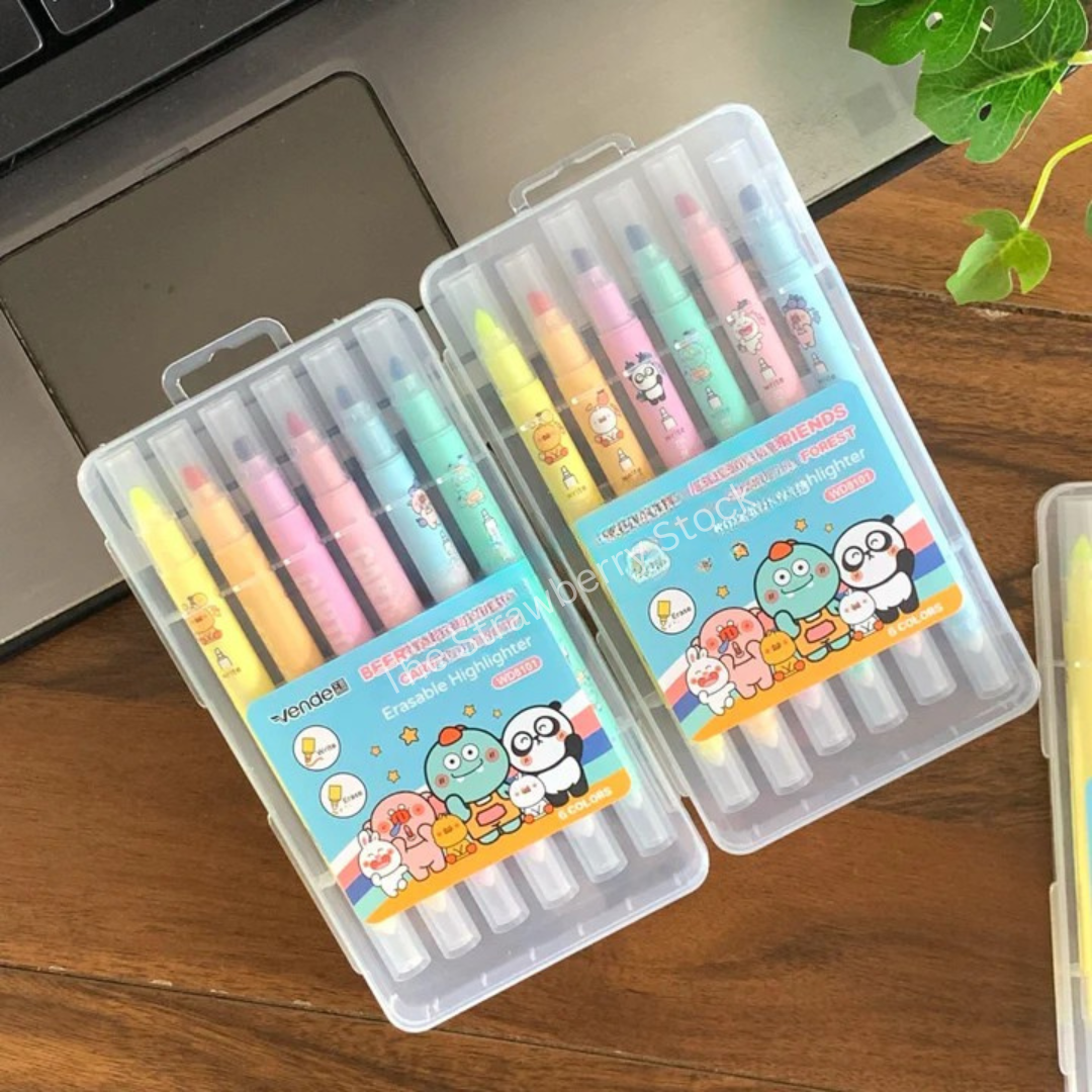 Pastel Cartoon Forest Erasable Highlighters