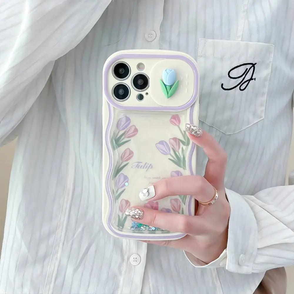 Falling Glitter Floral iPhone Case