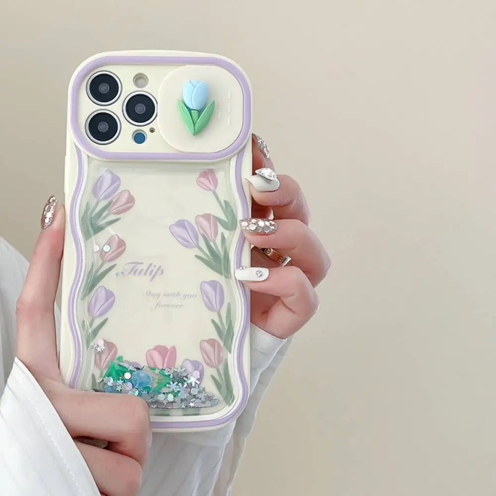 Falling Glitter Floral iPhone Case