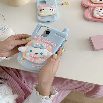 Kawaii 3D Character Phone Case with Stand & Mirror