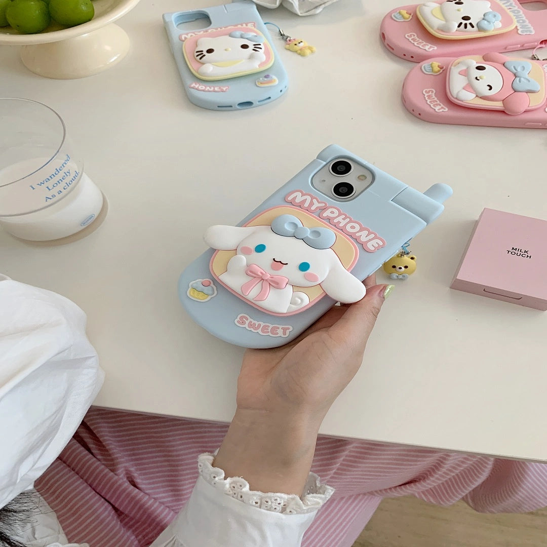 Kawaii 3D Character Phone Case with Stand & Mirror