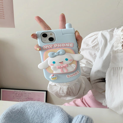 Kawaii 3D Character Phone Case with Stand & Mirror