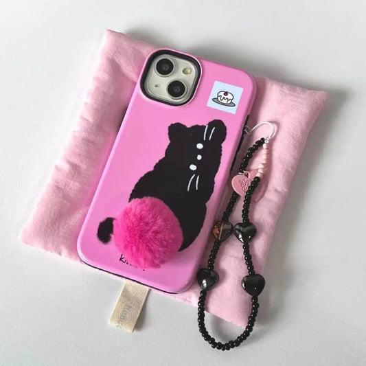 Kitty Pom-Pom Charm iPhone Case