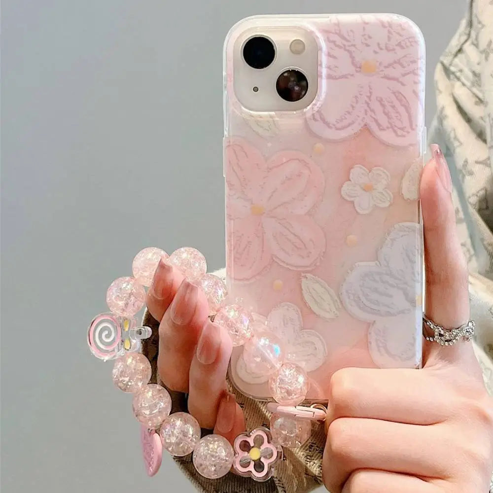 Floral Beaded Strap iPhone Cover