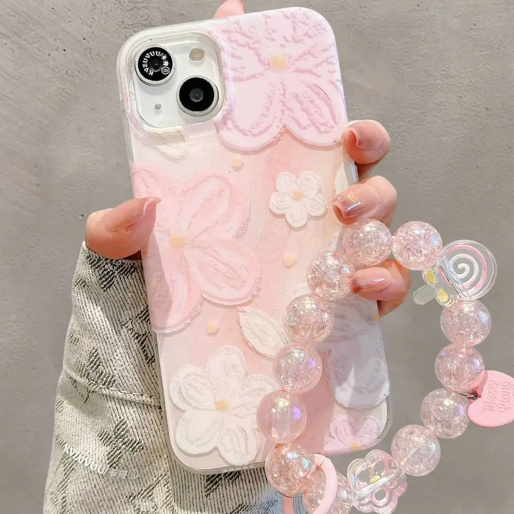 Floral Beaded Strap iPhone Cover