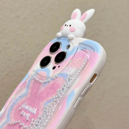 Glitter Bunny Pink iPhone Case