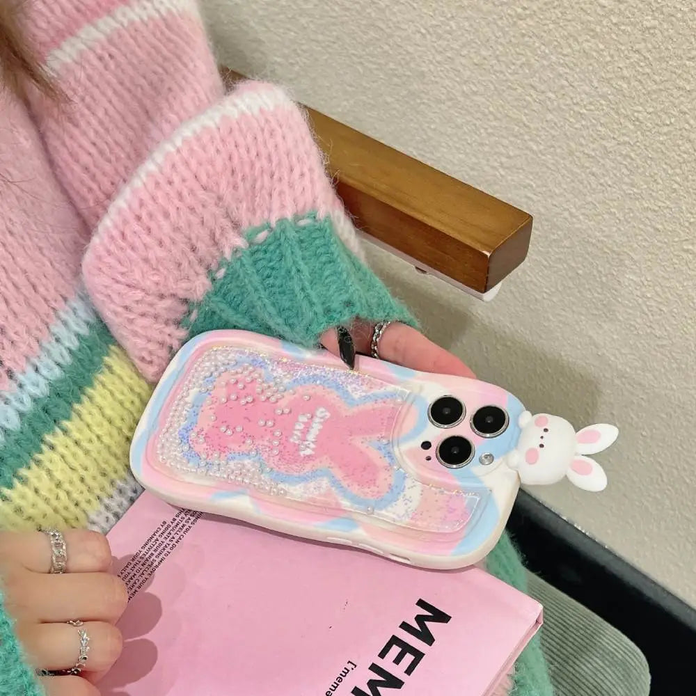 Glitter Bunny Pink iPhone Case