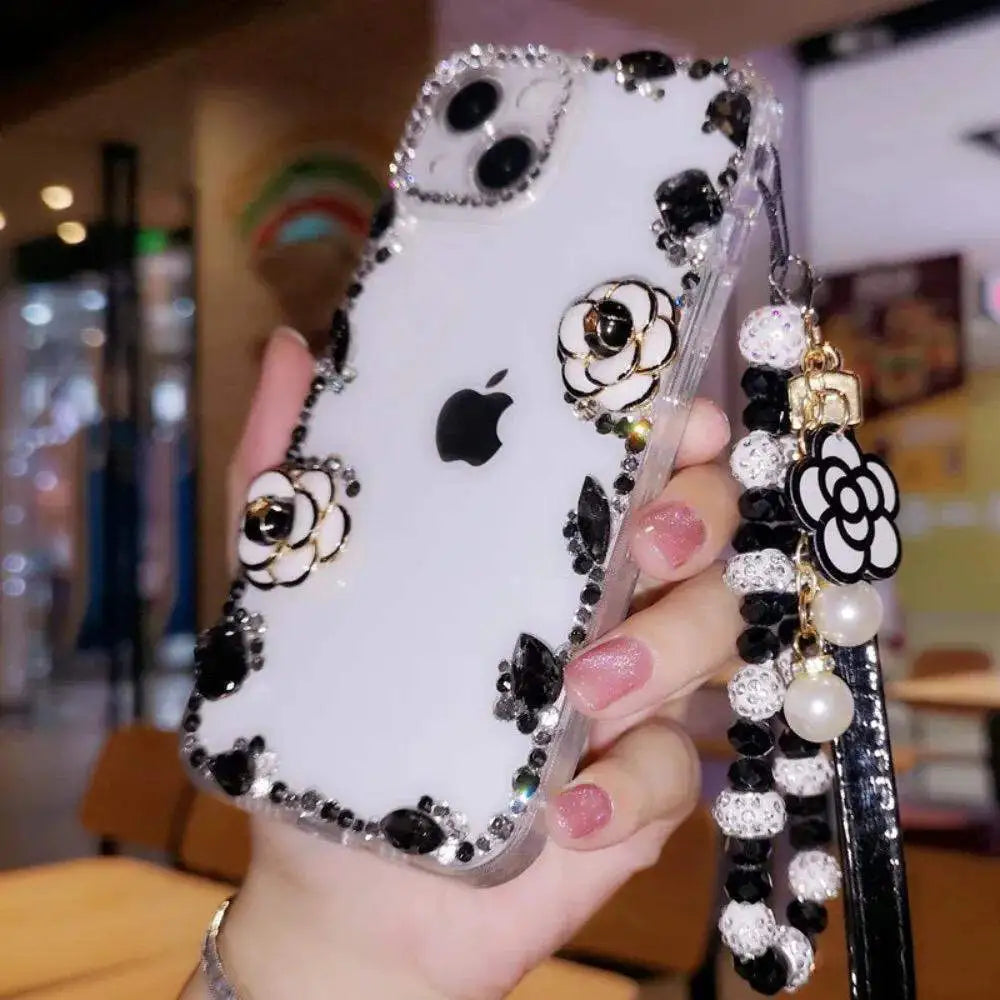 Floral Charm Pearl Stone Case